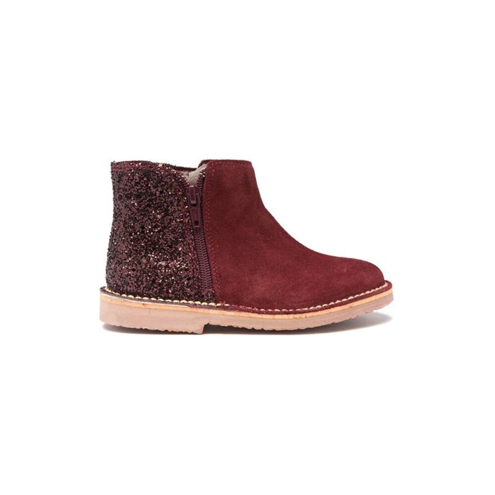 Childrenchic Glitter & Suede Chelsea Boot, Red